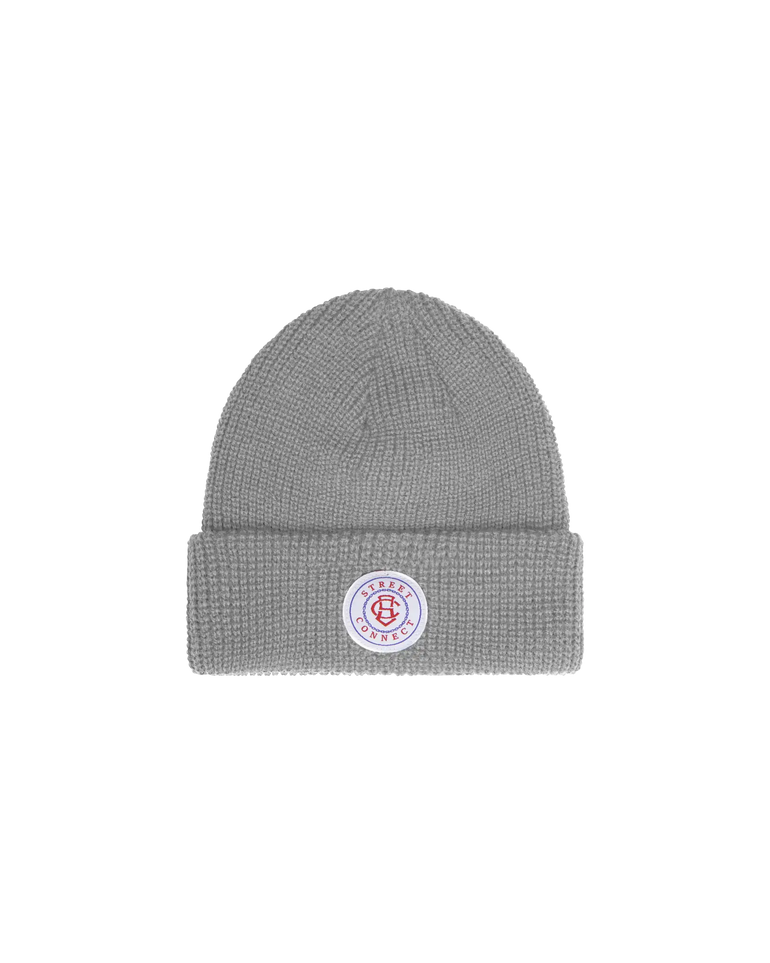 CIRCLE PATCH CUFF BEANIE HEATHER GREY