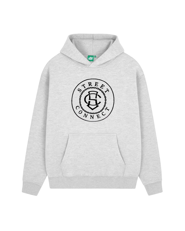CIRCLE HOODED HEATHER GREY