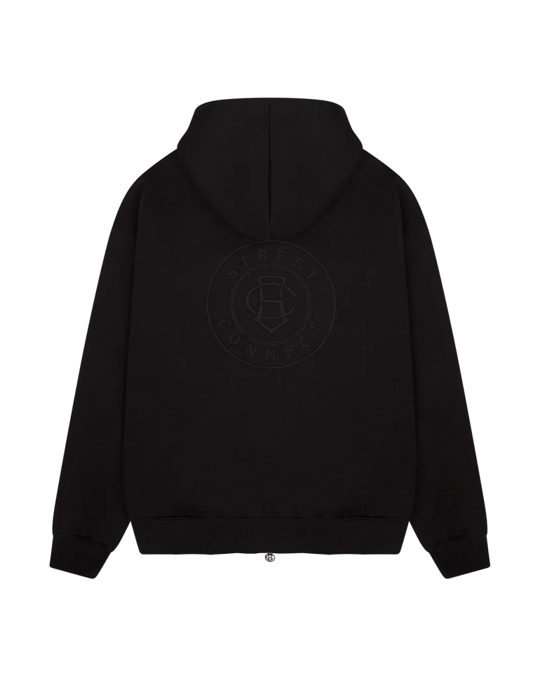 CIRCLE HOODED ZIPPER BLACK