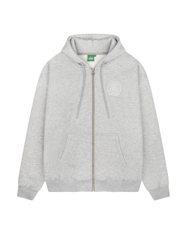 CIRCLE HOODED ZIPPER HEATHER GREY