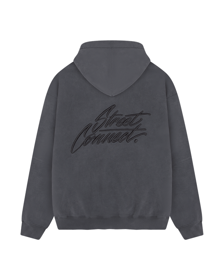 CLASSIC EMB. HOODED WASHED BLACK