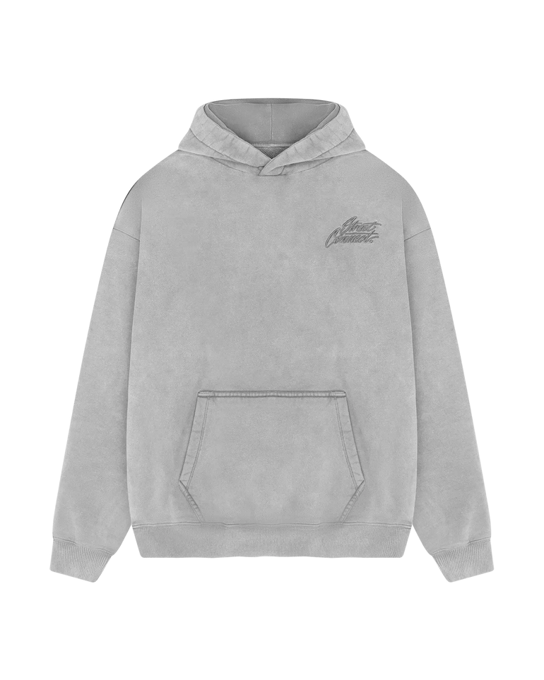 CLASSIC EMB. HOODED WASHED CHARCOAL
