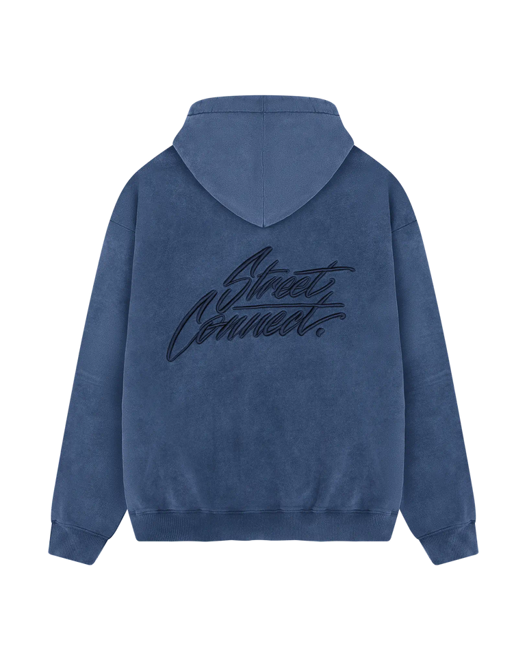 CLASSIC EMB. HOODED WASHED NAVY