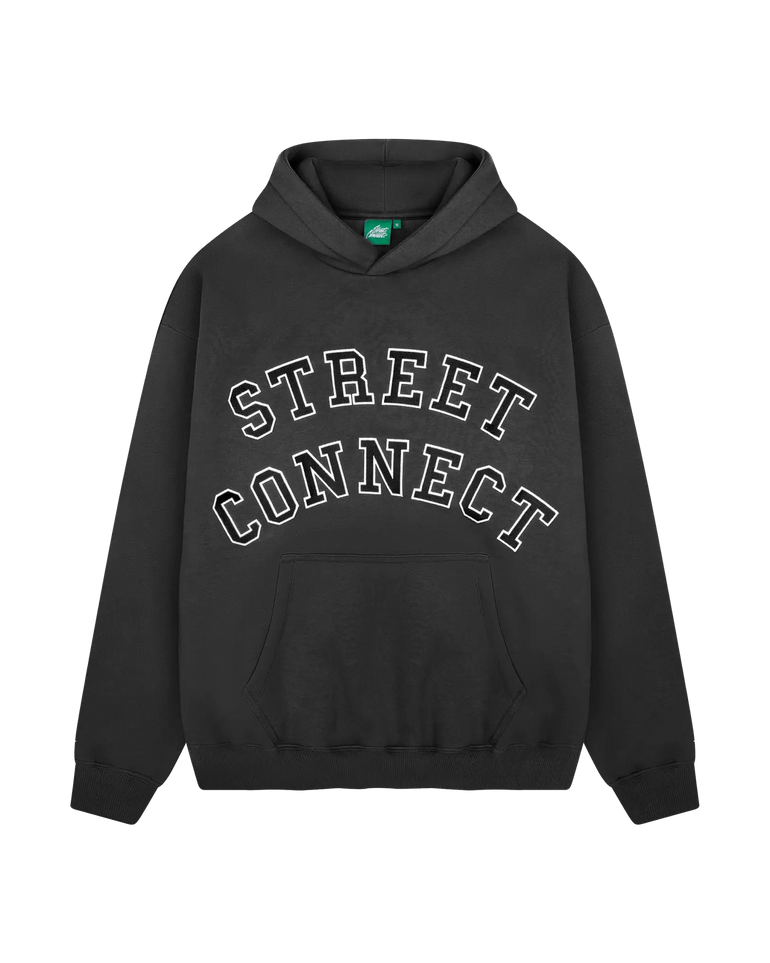 VARSITY HOODED WASHED BLACK