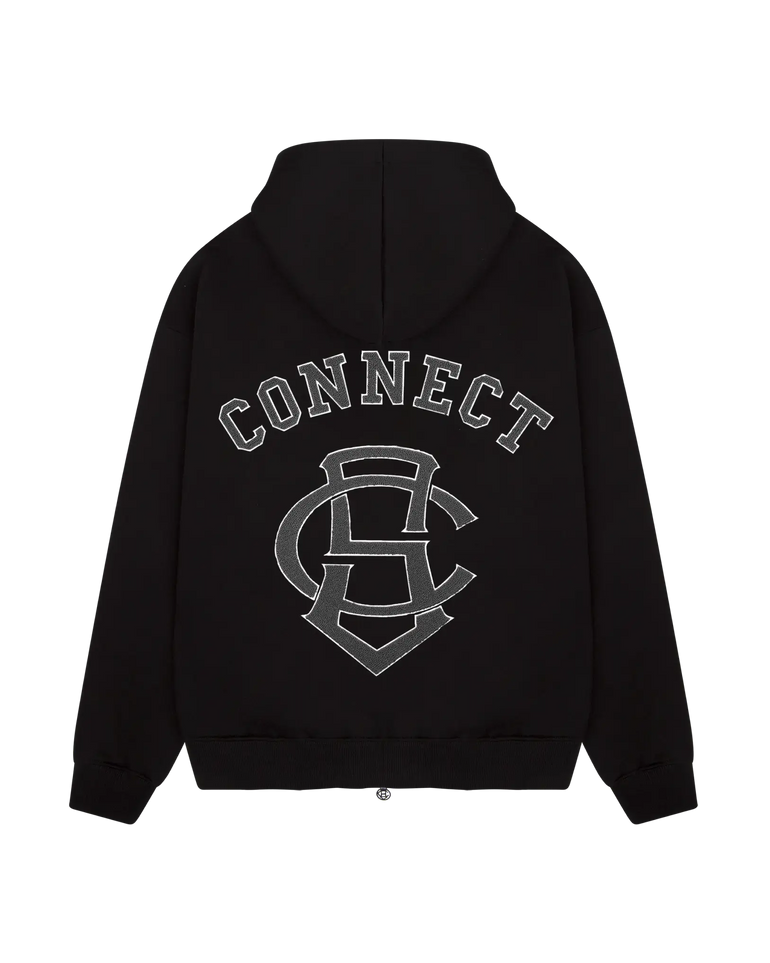 VARSITY HOODED ZIPPER NAVY