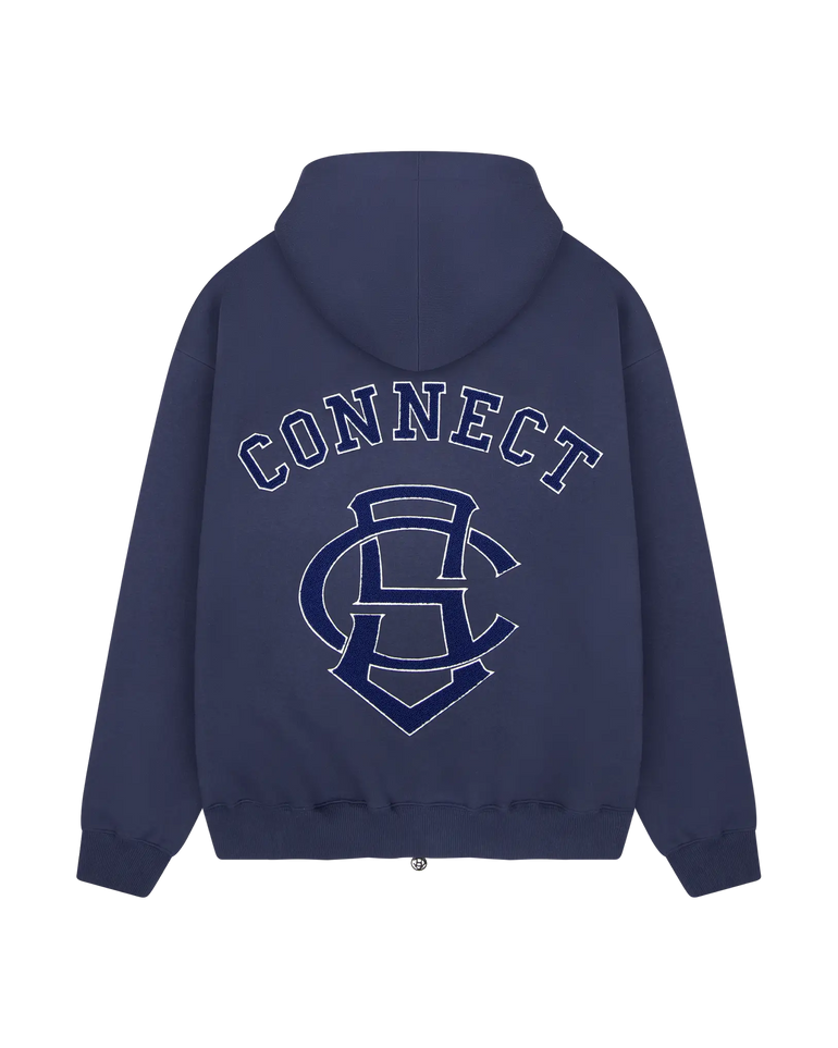 VARSITY HOODED ZIPPER NAVY