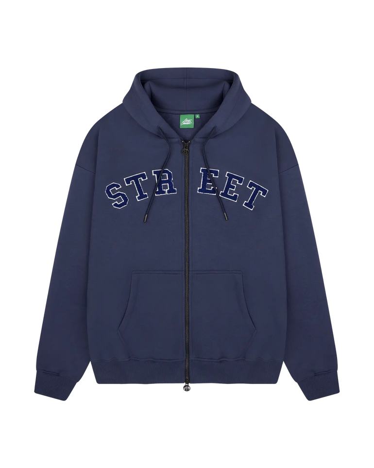 VARSITY HOODED ZIPPER NAVY
